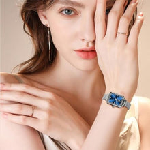 Load image into Gallery viewer, Taxau Womens Watch Blue Face Dress Ladies Watches for Small Wrists Square Watch Silver Mesh Band Waterproof Watches for Women with Date Analog Quartz Reloj De Mujer
