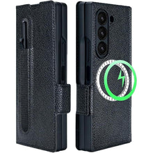 Load image into Gallery viewer, for Samsung Galaxy Z Fold 7 Wallet Case with S Pen Holder & Card Slots, Compatible with MagSafe, RFID Blocking, Magnetic Luxury Leather Slim Wallet Folio Phone Cover (Black)