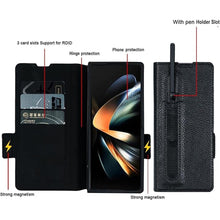 Load image into Gallery viewer, for Samsung Galaxy Z Fold 7 Wallet Case with S Pen Holder & Card Slots, Compatible with MagSafe, RFID Blocking, Magnetic Luxury Leather Slim Wallet Folio Phone Cover (Black)