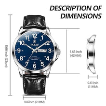 Load image into Gallery viewer, Taxau Watches for Men Wrist Watch Mens Luxury Silver Watch Men Leather Strap Black Waterproof Analog Quartz Minimalist Casual Dress Men s Watch Classic Big Blue Face with Day and Date