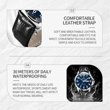 Load image into Gallery viewer, Taxau Watches for Men Wrist Watch Mens Luxury Silver Watch Men Leather Strap Black Waterproof Analog Quartz Minimalist Casual Dress Men s Watch Classic Big Blue Face with Day and Date