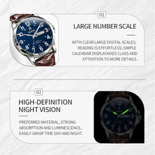 Load image into Gallery viewer, Taxau Leather Watches for Men Brown Wrist Watch Mens Luxury Silver Watch for Men Leather Strap Waterproof Mens Analog Dress Watches Business Classic Large Blue Face with Day and Date