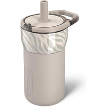 Load image into Gallery viewer, BrüMate Leap 12oz 100% Leakproof Kids Tumbler with Handle and Silicone Soft Straw | Drop Resistant Silicone Sleeve | For Kids 4+ | Insulated Stainless Steel | Cup Holder Friendly | 12oz (Zebra)