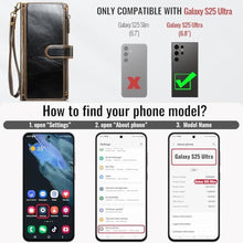 Load image into Gallery viewer, Deekeewe for Samsung Galaxy S25 Ultra 5G Wallet Case with Card Holder,Women Men RFID Blocking PU Leather Flip Cover Zipper Wrist Strap Kickstand Phone Case for Galaxy S 25 Ultra,Coffee