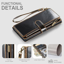 Load image into Gallery viewer, Deekeewe for Samsung Galaxy S25 Ultra 5G Wallet Case with Card Holder,Women Men RFID Blocking PU Leather Flip Cover Zipper Wrist Strap Kickstand Phone Case for Galaxy S 25 Ultra,Coffee