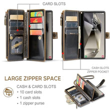 Load image into Gallery viewer, Deekeewe for Samsung Galaxy S25 Ultra 5G Wallet Case with Card Holder,Women Men RFID Blocking PU Leather Flip Cover Zipper Wrist Strap Kickstand Phone Case for Galaxy S 25 Ultra,Coffee