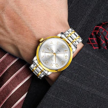 Load image into Gallery viewer, Taxau Mens Watches Luxury Stainless Steel Silver Gold Band Two Tone Watches for Men Analog Waterproof Quartz Business Classic Minimalist Watch Casual Dress Men s Watch with Day Date Big Face