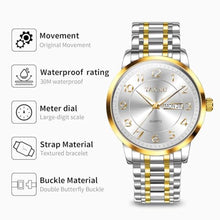 Load image into Gallery viewer, Taxau Mens Watches Luxury Stainless Steel Silver Gold Band Two Tone Watches for Men Analog Waterproof Quartz Business Classic Minimalist Watch Casual Dress Men s Watch with Day Date Big Face