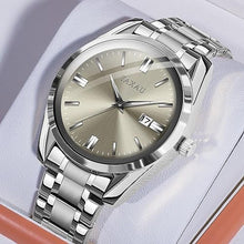 Load image into Gallery viewer, Taxau Men s Wrist Watches Waterproof Dress Watch for Men Analog Silver Watch Stainless Steel Band Grey Face Luxury Big Dail Large Wrist Watch for Gentlemen Luminous Hands Relojes Hombres