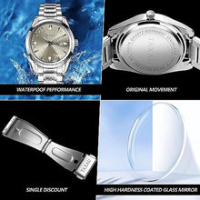 Load image into Gallery viewer, Taxau Men s Wrist Watches Waterproof Dress Watch for Men Analog Silver Watch Stainless Steel Band Grey Face Luxury Big Dail Large Wrist Watch for Gentlemen Luminous Hands Relojes Hombres