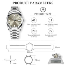Load image into Gallery viewer, Taxau Men s Wrist Watches Waterproof Dress Watch for Men Analog Silver Watch Stainless Steel Band Grey Face Luxury Big Dail Large Wrist Watch for Gentlemen Luminous Hands Relojes Hombres