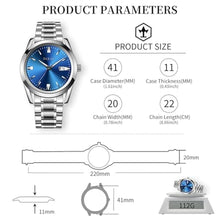 Load image into Gallery viewer, Taxau Mens Watches Stainless Steel Dress Watch Mens Waterproof Watches for Large Wrist Analog Quartz Silver Watch Blue Face Luxury Business Minimalist Date Watch Relojes para Hombres