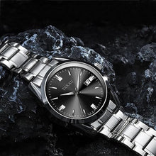 Load image into Gallery viewer, Taxau Mens Silver Watch Dress Watches for Men Black Face Mens Watch with Date Luxury Analog Quartz Stainless Steel Waterproof Man Watch Classic Elegant Simple Relojes para Hombres