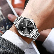 Load image into Gallery viewer, Taxau Mens Silver Watch Dress Watches for Men Black Face Mens Watch with Date Luxury Analog Quartz Stainless Steel Waterproof Man Watch Classic Elegant Simple Relojes para Hombres