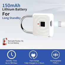 Load image into Gallery viewer, UMIKSMART Smart Fingerprint Padlock, Keyless Biometric Lock with USB Rechargeable Battery, Waterproof for Locker, Backpack, Suitcase, Gate, Toolbox, Outdoor Use, White Wave