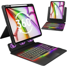 Load image into Gallery viewer, GUSGU SplitFolio Detachable for iPad Air 13-in.(M3/M2, 2025/2024), iPad Pro 12.9-in (6/5/4/3 Gen) Keyboard Case with Kickstand, 360° Rotation & Up-Down Lift Protective Case, Black