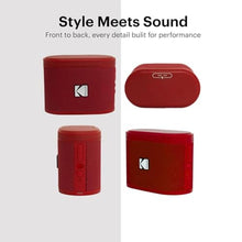 Load image into Gallery viewer, KODAK SOUNDBRIX Portable Wireless Bluetooth Speaker Loud 360 HD Sound with Deep Bass Durable IPX4 Water Resistant Pairable Magnetic Stackable (Up to 100) Luxury Red 5H Playtime Outdoor & Party