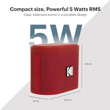 Load image into Gallery viewer, KODAK SOUNDBRIX Portable Wireless Bluetooth Speaker Loud 360 HD Sound with Deep Bass Durable IPX4 Water Resistant Pairable Magnetic Stackable (Up to 100) Luxury Red 5H Playtime Outdoor & Party