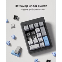 Load image into Gallery viewer, Kisnt FD17 Wireless Mechanical Number Pad, Bluetooth 5.0& 2.4G Dual Mode Numeric Keypad, 17 Keys Hot Swappable Numpad with PBT Keycaps for Laptop/PC/TKL Keyboards(Black, Linear Switch)