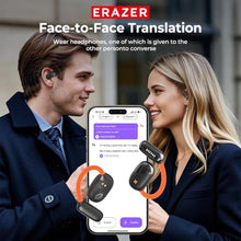 Load image into Gallery viewer, ERAZER AI Translation Earbuds Real Time, 3-in-1 Language Translator Earbuds Over The Ear Ear buds for 135 Languages, Two-Way Translation Device with Glowing Earhook fit iOS&Android for Travel Business