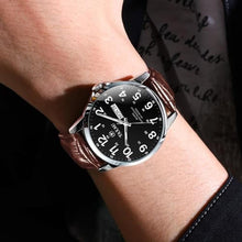 Load image into Gallery viewer, Taxau Men s Wrist Watches Brown Leather Strap Mens Watch Black Digital Dial Watches for Men with Date Function Waterproof Dress Reloj