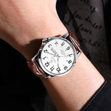 Load image into Gallery viewer, Taxau Watches for Men Brown Leather Large White Dial Arabic Numerals Mens Watch Waterproof Band with Date Quartz Men s Wrist Watches