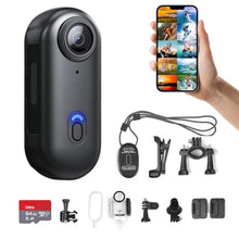 Load image into Gallery viewer, H8 64GB 4K Thumb Action Camera, Mini Body Cameras, Wearable Pocket Vlogging Camera, Multiple Accessory Mount Anywhere Small Portable Hands-Free Helmet Cam for Work, Cycling, Travel, Pet Walking (Black
