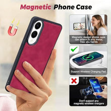 Load image into Gallery viewer, TwoHead for Samsung Galaxy S25 Edge Wallet Case with Card Holder, Detachable Magnetic Phone Case for S25 Edge,PU Leather All-Round Protective Phone Case Wallet with Wrist Strap(6.7 in,Wine Red)