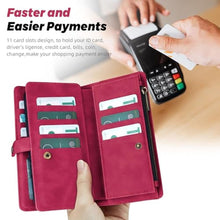 Load image into Gallery viewer, TwoHead for Samsung Galaxy S25 Ultra Wallet Case with Card Holder, Detachable Magnetic Phone Case for S25 Ultra,PU Leather All-Round Protective Phone Case Wallet with Wrist Strap(6.9 in,Wine Red)