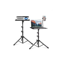 Load image into Gallery viewer, NOVAMART Laptop Tripod Stand Adjustable Laptop Holder with Phone Mount | Heavy- Duty Alloy Tripod Stand with Tray | Height Adjustable 0.651.6m | Portable, Foldable, 15kg Load Capacity | Black