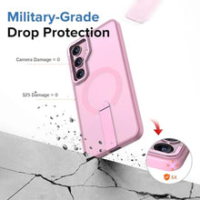 Load image into Gallery viewer, for Samsung Galaxy S25 S24 Case with Screen Protector Compatible with MagSafe Slim Translucent Matte Military Grade Drop Protective Shockproof Cover for Samsung S25 S24 Kickstand Phone Case (Pink)