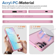 Load image into Gallery viewer, for Samsung Galaxy S25 S24 Case with Screen Protector Compatible with MagSafe Slim Translucent Matte Military Grade Drop Protective Shockproof Cover for Samsung S25 S24 Kickstand Phone Case (Pink)