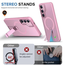 Load image into Gallery viewer, for Samsung Galaxy S25 S24 Case with Screen Protector Compatible with MagSafe Slim Translucent Matte Military Grade Drop Protective Shockproof Cover for Samsung S25 S24 Kickstand Phone Case (Pink)