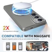 Load image into Gallery viewer, for Samsung Galaxy S25 S24 Case with Screen Protector Compatible with MagSafe Slim Translucent Matte Military Grade Drop Protective Shockproof Cover for Samsung S25 S24 Kickstand Phone Case (Gray)