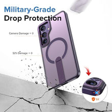 Load image into Gallery viewer, for Samsung Galaxy S25 S24 Case with Screen Protector Compatible with MagSafe Slim Translucent Matte Military Grade Drop Protective Shockproof Cover for Samsung S25 S24 Kickstand Phone Case (Purple)