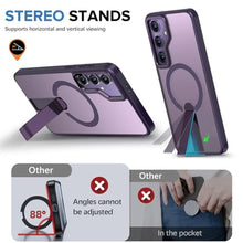Load image into Gallery viewer, for Samsung Galaxy S25 S24 Case with Screen Protector Compatible with MagSafe Slim Translucent Matte Military Grade Drop Protective Shockproof Cover for Samsung S25 S24 Kickstand Phone Case (Purple)