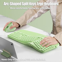 Load image into Gallery viewer, TISHLED Bow Split Ergonomic Keyboard Wireless with Cushioned Wrist & Palm Rest, Wireless 2.4G/Bluetooth/Wired USB-C, Comfortable Natural Typing, Compatible with Windows/Mac/PC/Laptop, Matcha Green