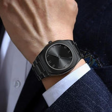 Load image into Gallery viewer, Gosasa Fashion Men's Quartz Watch with Middle Eastern Arabic Numeral Dial Design Stylish Stainless Steel Waterproof Business Casual Wristwatch (All Black)