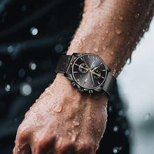 Load image into Gallery viewer, CalmTick Professional Japanese VD51 Movement Men s Business Watch - 3 Year Battery Life, Luminous Hands, Date Display Chronograph - Stainless Steel Strap (Black-Rose Gold)