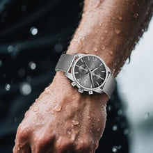 Load image into Gallery viewer, CalmTick Professional Japanese VD51 Movement Men s Business Watch - 3 Year Battery Life, Luminous Hands, Date Display Chronograph - Stainless Steel Strap (Silver-Black)