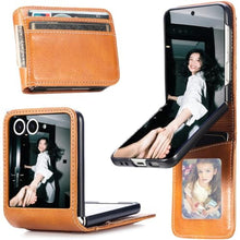 Load image into Gallery viewer, Ephoou Wallet Case for Samsung Galaxy Z Flip7 with 4 Card Slots, Business Style Premium PU Leather Shockproof Protective Cover for Samsung Galaxy Z Flip 7 CK-Brown