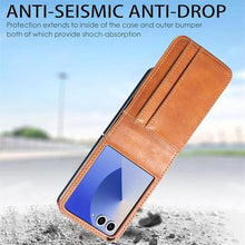 Load image into Gallery viewer, Ephoou Wallet Case for Samsung Galaxy Z Flip7 with 4 Card Slots, Business Style Premium PU Leather Shockproof Protective Cover for Samsung Galaxy Z Flip 7 CK-Brown