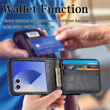 Load image into Gallery viewer, Ephoou Wallet Case for Samsung Galaxy Z Flip7 with 4 Card Slots, Business Style Premium PU Leather Shockproof Protective Cover for Samsung Galaxy Z Flip 7 CK-Black