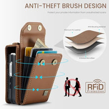 Load image into Gallery viewer, Konstreet for Samsung Galaxy Z Flip 7 Case Crossbody Retro PU Leather Flip Case with Magnetic Closure and Card Holder Strap Wristlet for Men Women (Brown)