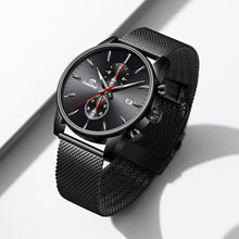 Load image into Gallery viewer, CalmTick Professional Japanese VD51 Movement Men s Business Watch - 3 Year Battery Life, Luminous Hands, Date Display Chronograph - Stainless Steel-Black-red