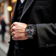 Load image into Gallery viewer, CalmTick Professional Japanese VD51 Movement Men s Business Watch - 3 Year Battery Life, Luminous Hands, Date Display Chronograph - Stainless Steel-Black-red
