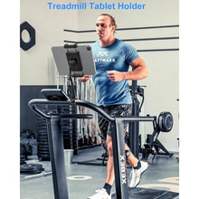 Load image into Gallery viewer, Kolasels Gooseneck Tablet Holder for Spin Bike, Stationary Bicycle, Wheelchair, Treadmill, Indoor Bike, Peloton, Elliptical, Tablet Mount Clamp for iPad Pro, Air, Mini, Galaxy Tabs, 4.7-12.9" Tablets