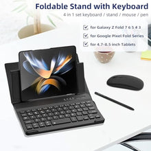 Load image into Gallery viewer, Enituo for Samsung Galaxy Z Fold 7 6 5 4 in1 Keyboard and Mouse Set, Portable Detachable Bluetooth Mini Keyboard with Flip Leather Stand Case Mouse & Pen for Galaxy Z Fold 7 6 5 Accessories (Black)