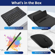 Load image into Gallery viewer, Enituo for Samsung Galaxy Z Fold 7 6 5 4 in1 Keyboard and Mouse Set, Portable Detachable Bluetooth Mini Keyboard with Flip Leather Stand Case Mouse & Pen for Galaxy Z Fold 7 6 5 Accessories (Black)