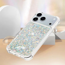 Load image into Gallery viewer, COTDINFOR Phone Case for iPhone 17 Pro Max Case Glitter Bling Liquid Cute Floating Quicksand Shockproof Protective Bumper Durable Soft TPU Clear Cover for iPhone 17 Pro Max 6.9" Love Sliver YB